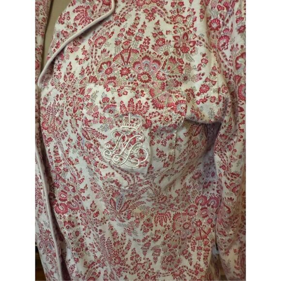 Lauren Ralph Lauren Flannel Sleep Shirt Sz. M Pink/White Floral Print. Cozy Comf - Picture 11 of 11